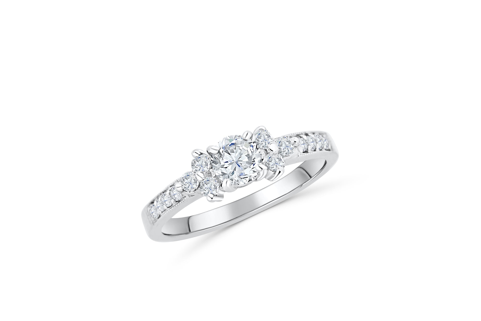 Diamond Engagement Ring 1.37 ct tw 14K White Gold DENG022 - NorthandSouthJewelry