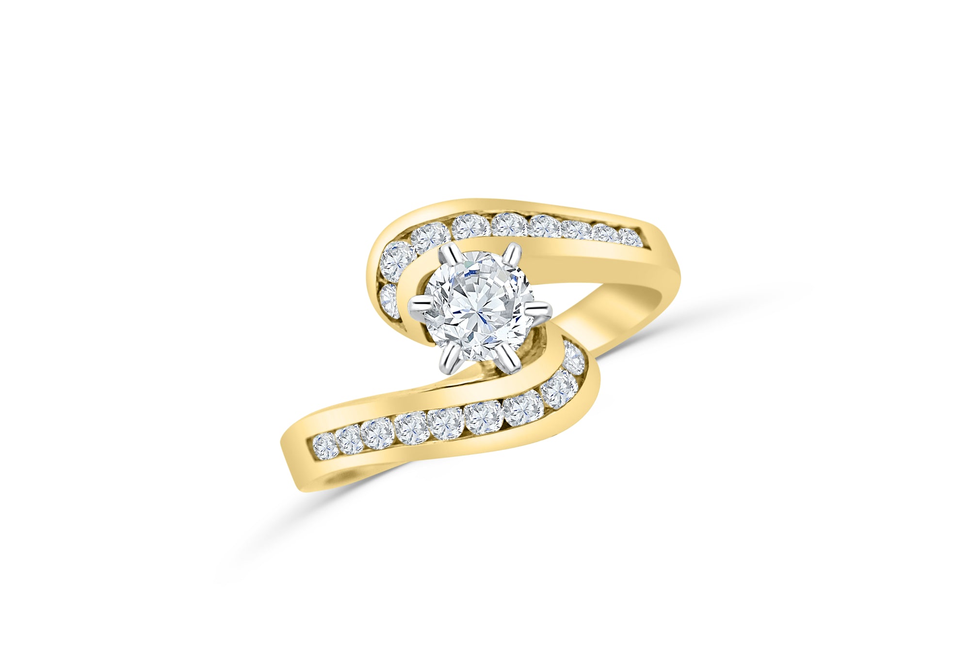 Diamond Engagement Ring 1.19 ct tw 14K Yellow Gold DENG024 - NorthandSouthJewelry