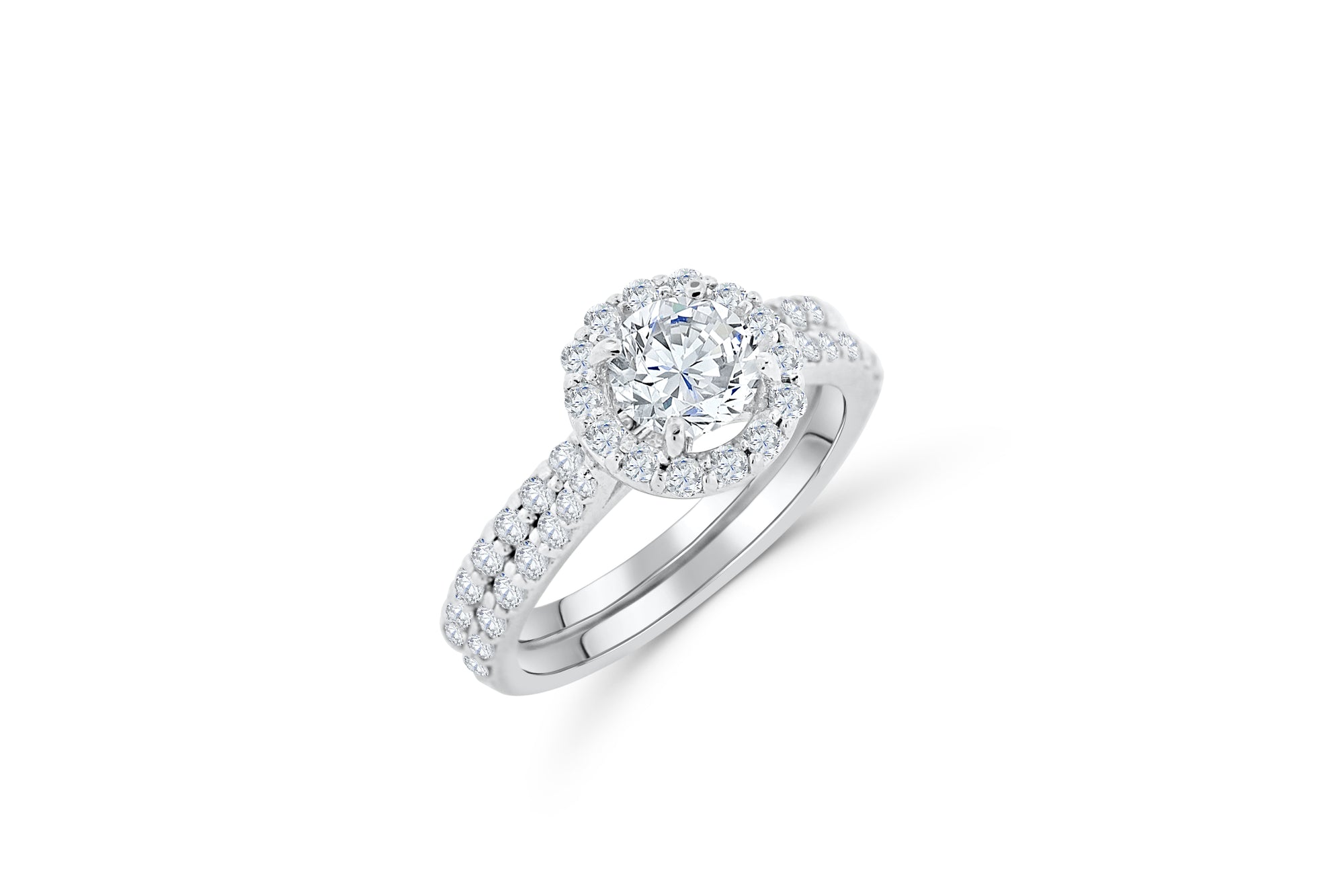 Diamond Engagement Ring Set 2.60 ct tw 14K White Gold DENG025 - NorthandSouthJewelry