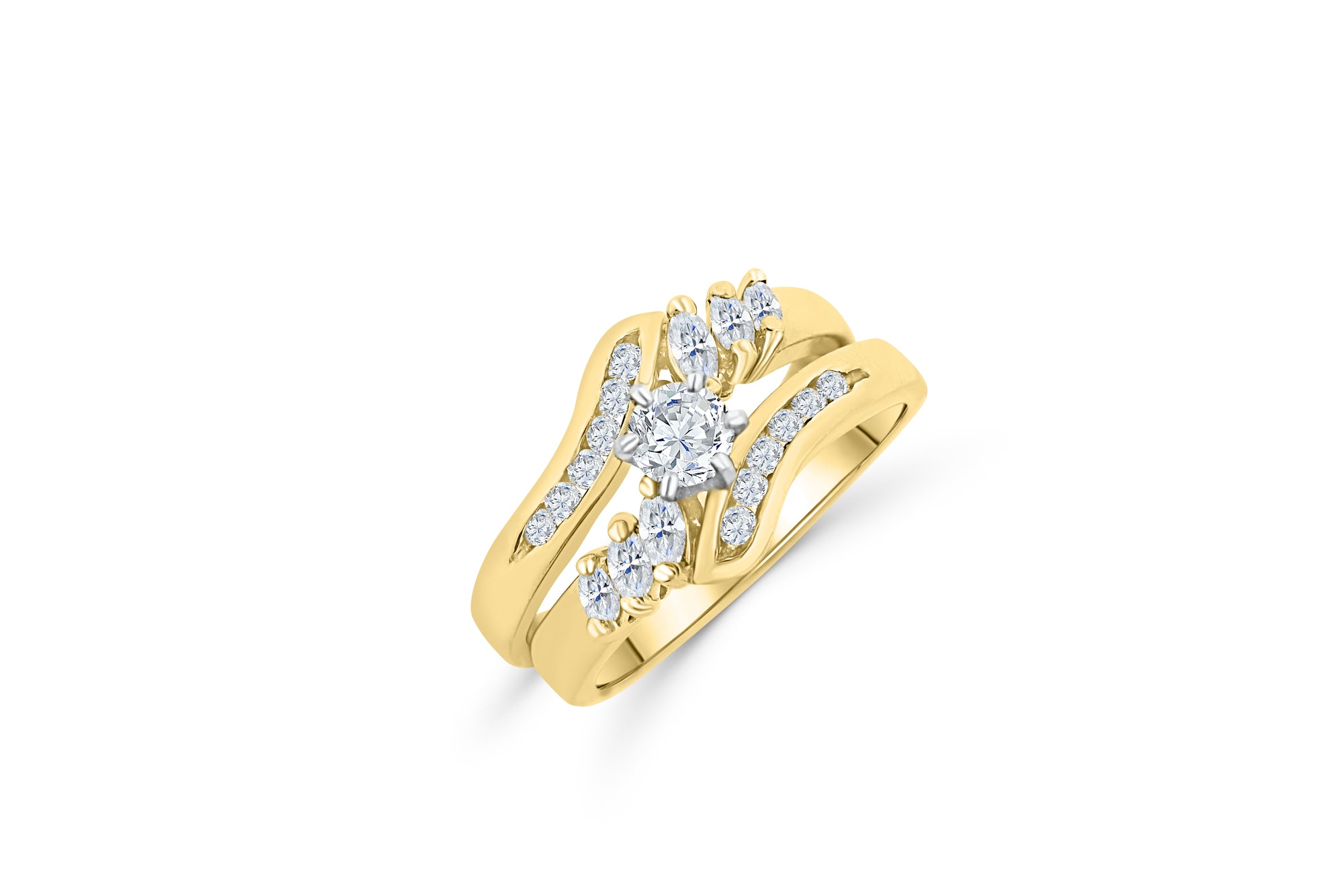 Diamond Engagement Ring Set 0.80 ct tw 14K Yellow Gold DENG029 - NorthandSouthJewelry