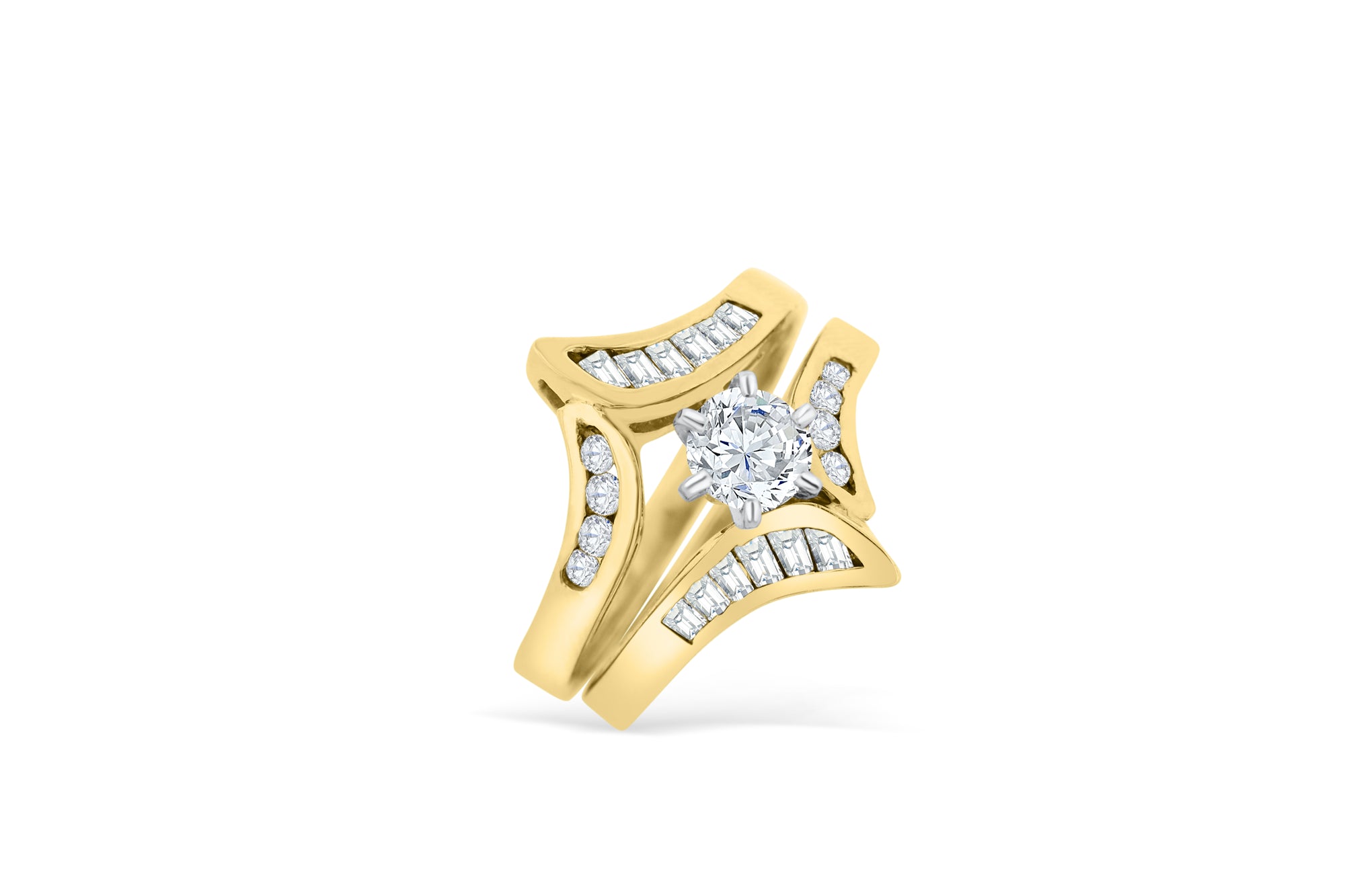 Diamond Engagement Ring Set 1.49 ct tw 14K Yellow Gold DENG030 - NorthandSouthJewelry