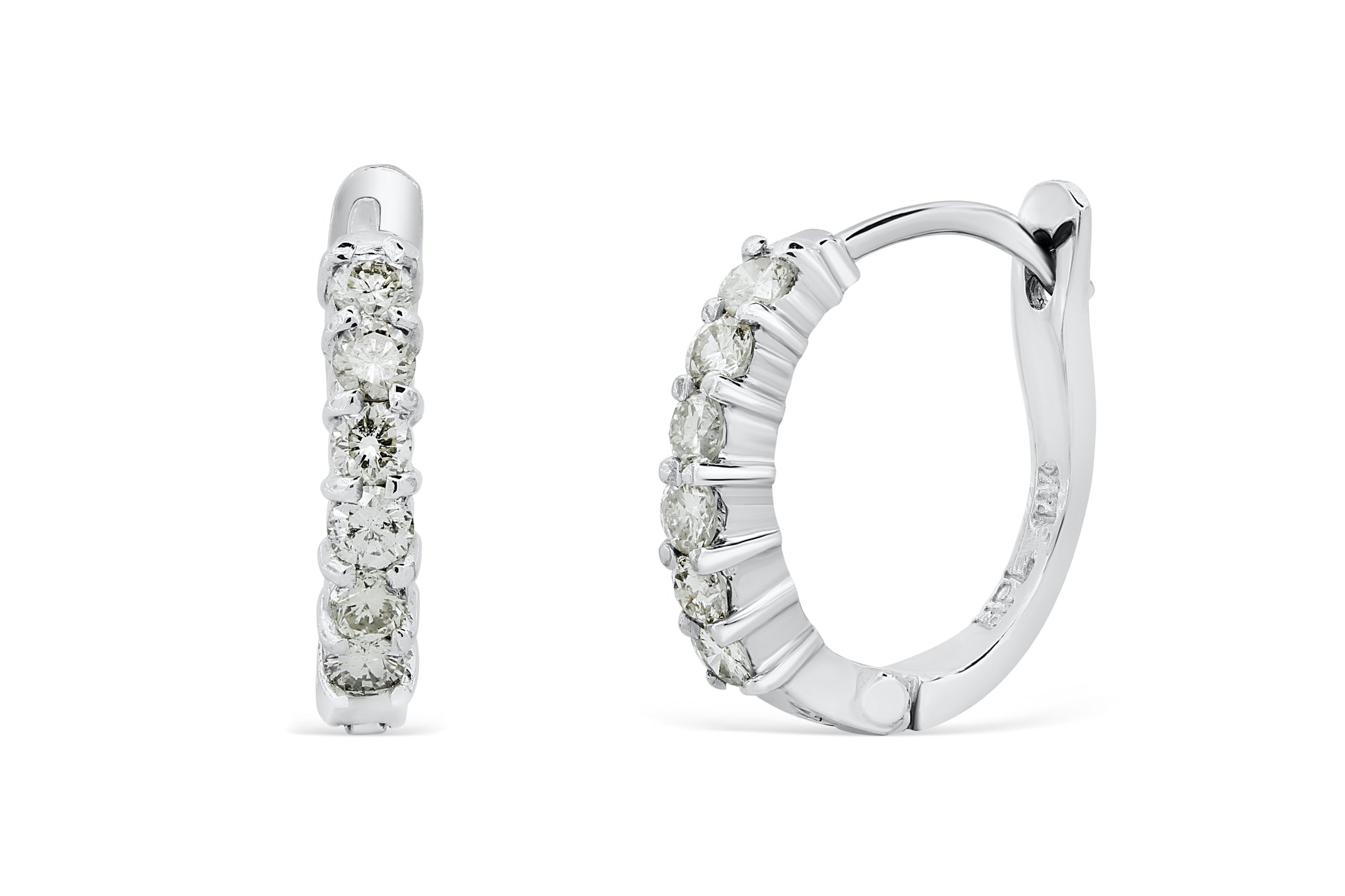 0.58 CT TW Round Diamond Hoop Earrings 14K White Gold DER004 - NorthandSouthJewelry