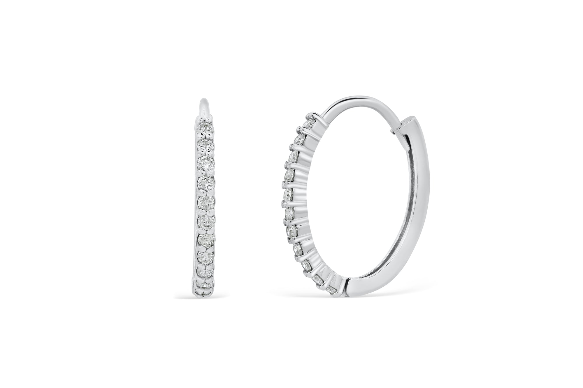 0.22 CT TW Round Diamond Hoop Earrings 14K White Gold DER006 - NorthandSouthJewelry