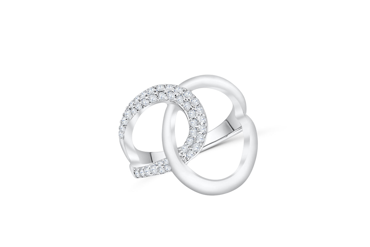 Interlocked Diamond Ring 0.40 ct tw Round-cut 14K White Gold DIR007 - NorthandSouthJewelry