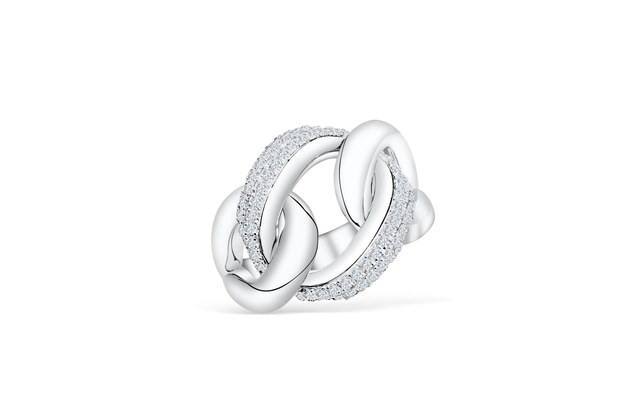 Triple Interlocked Circle Diamond Ring 0.60 ct tw Round-cut 14K White Gold DIR008 - NorthandSouthJewelry