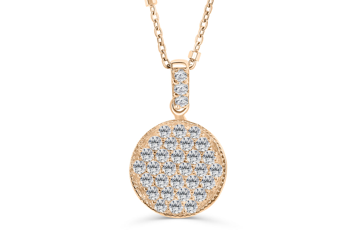 Pave Cluster Diamond Pendant 0.49 CT TW 14K Rose Gold DPEN002 - NorthandSouthJewelry