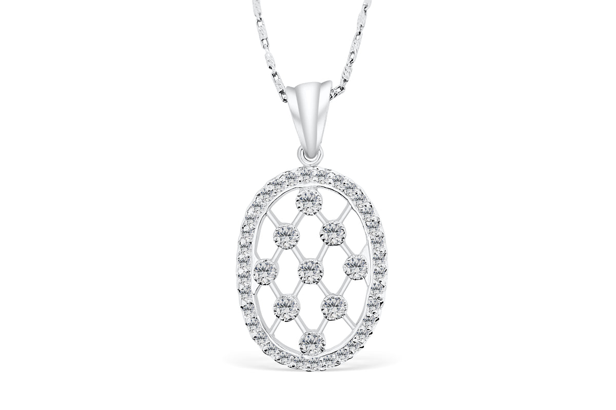 Racket Strings Diamond Pendant 0.70 CT TW 14K White Gold DPEN003 - NorthandSouthJewelry