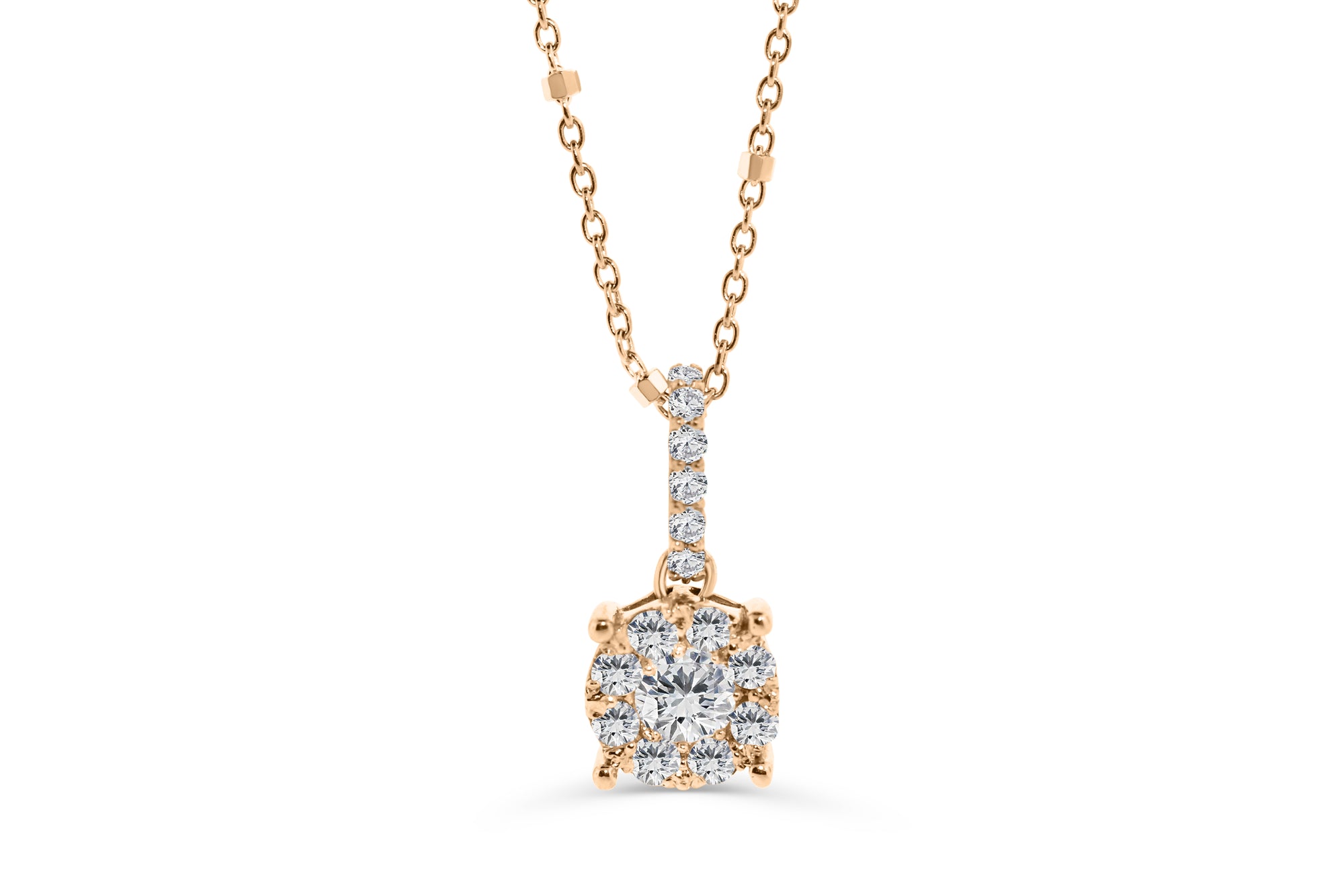Cluster Diamond Pendant 0.40 CT TW 14K Rose Gold DPEN010 - NorthandSouthJewelry