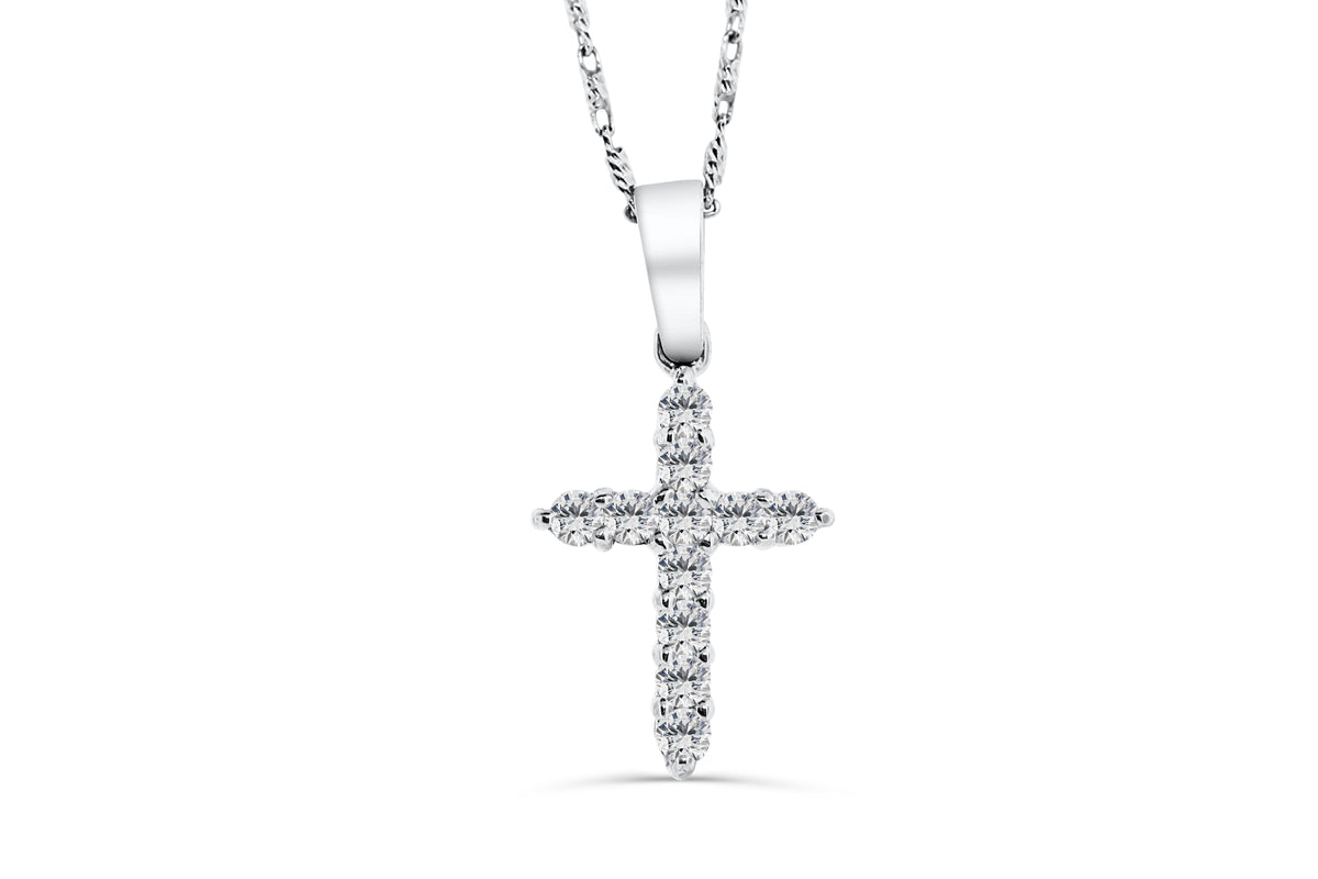 Diamond Cross Pendant 0.35 CT TW 14K White Gold DPEN014 - NorthandSouthJewelry