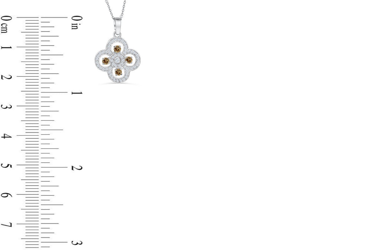 Clover Chocolate Diamond Pendant 0.70 CT TW 14K White Gold DPEN049 - NorthandSouthJewelry