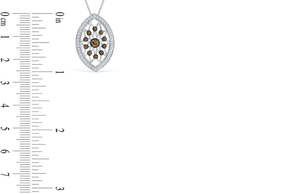 Chocolate Diamond Pendant 0.63 CT TW 14K White Gold DPEN052 - NorthandSouthJewelry