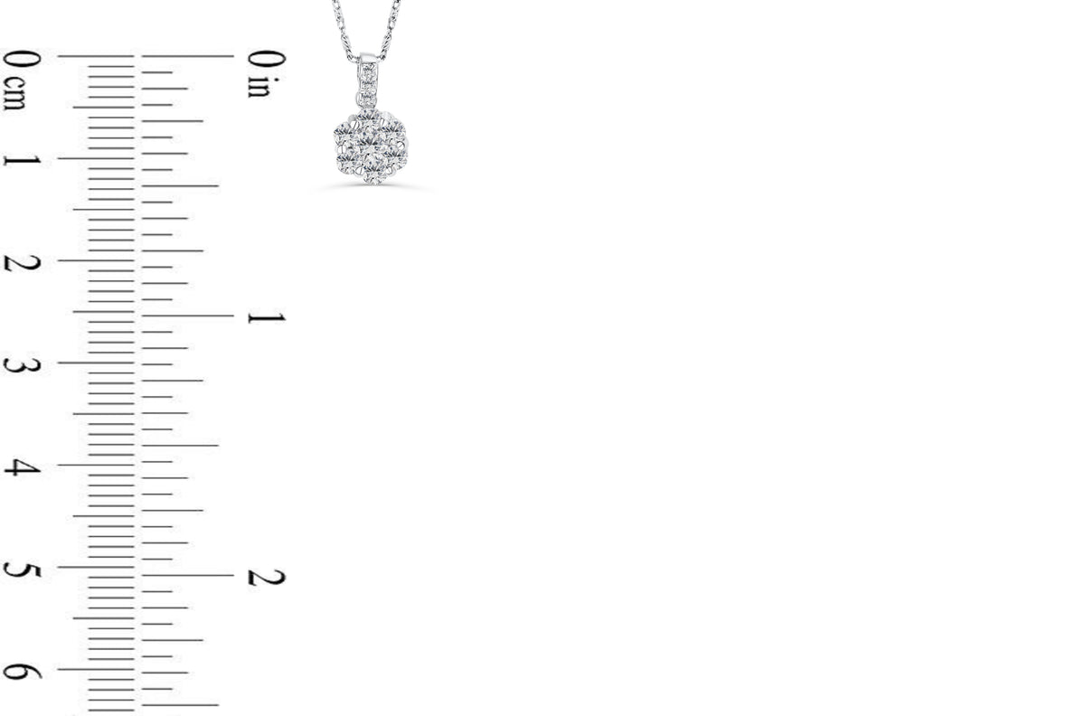 Cluster Diamond Pendant 0.65 CT TW 14K White Gold DPEN025 - NorthandSouthJewelry