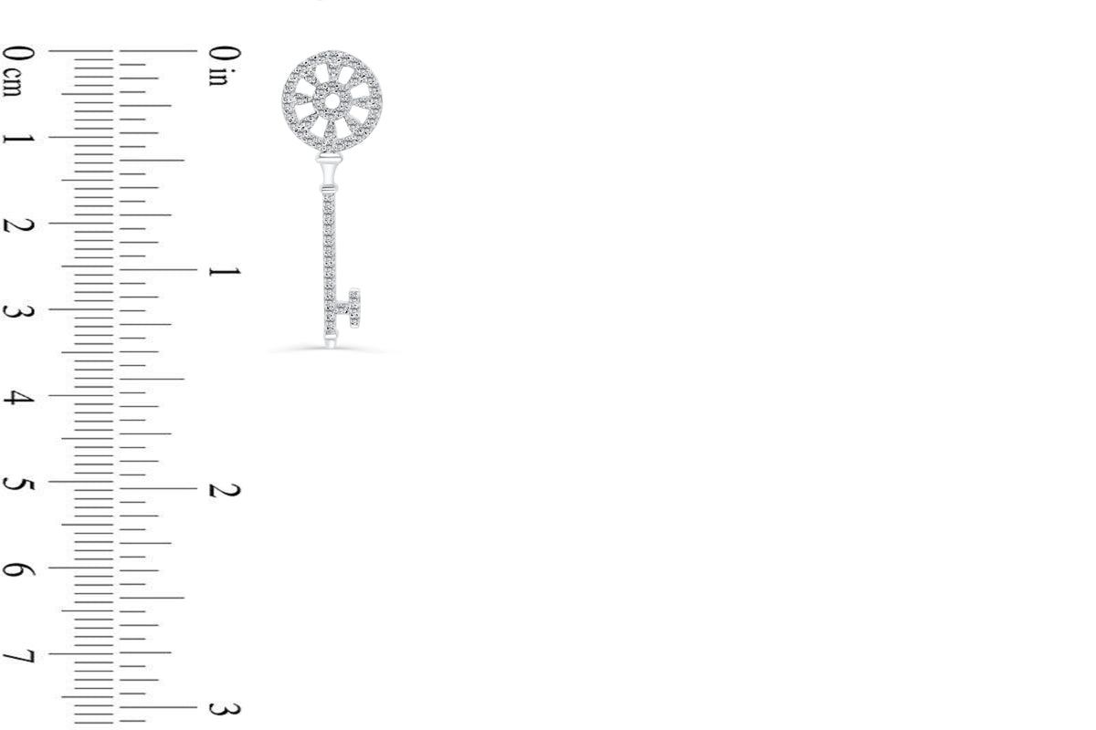 Diamond Key Pendant 0.38 CT TW 14K White Gold DPEN027 - NorthandSouthJewelry