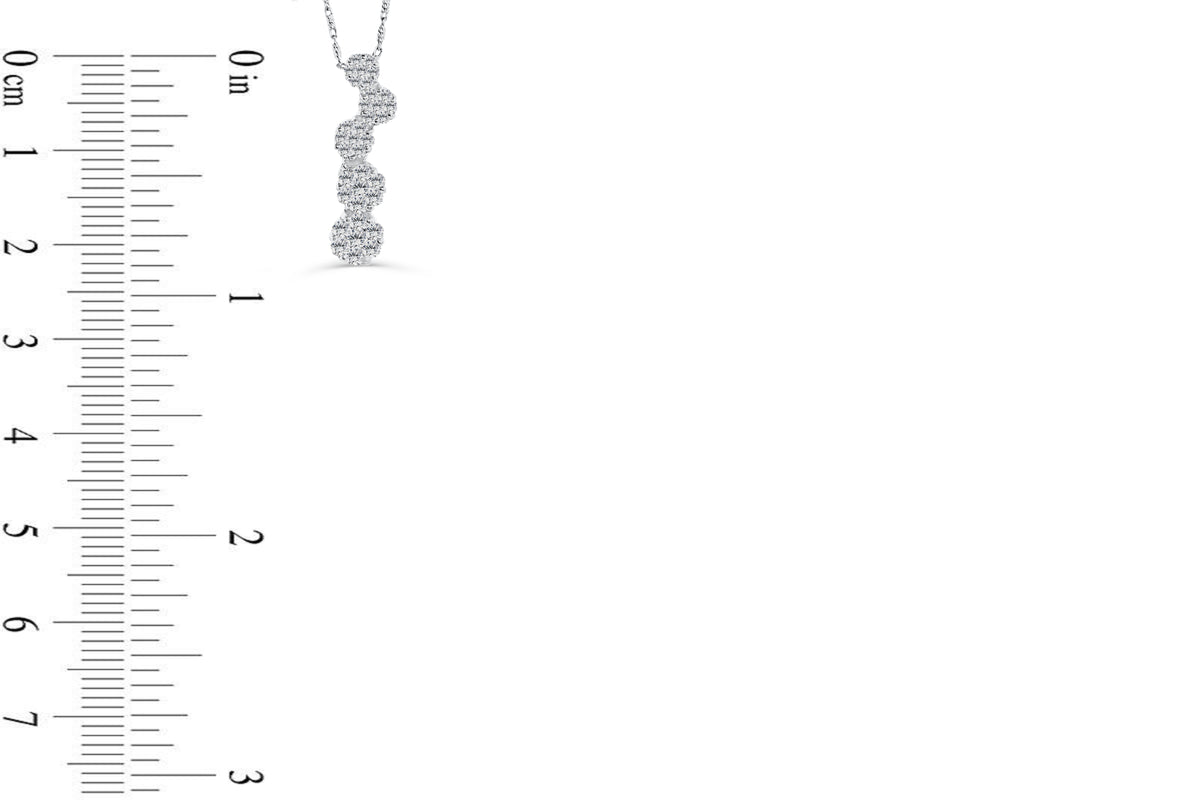 Diamond Cluster Bar Pendant 0.75 CT TW 14K White Gold DPEN032 - NorthandSouthJewelry