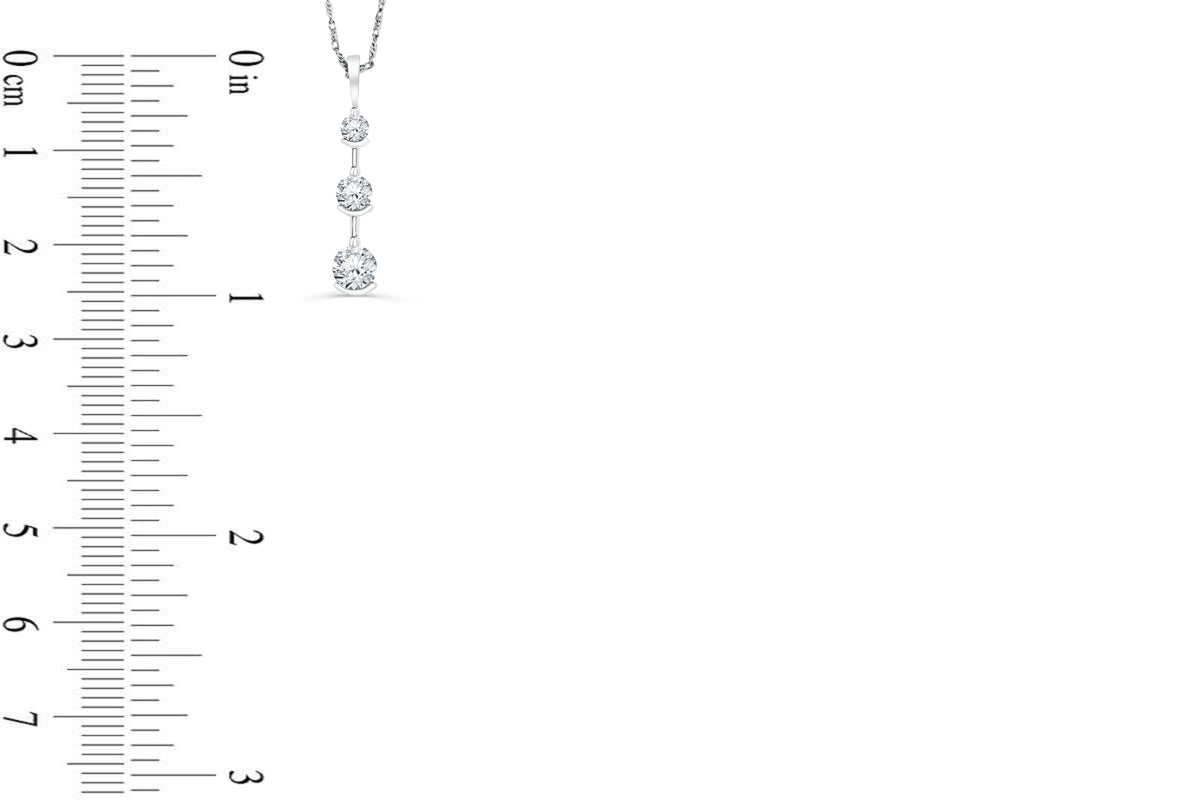 Three-Stone Diamond Drop Pendant 0.72 CT TW 14K White Gold DPEN033 - NorthandSouthJewelry
