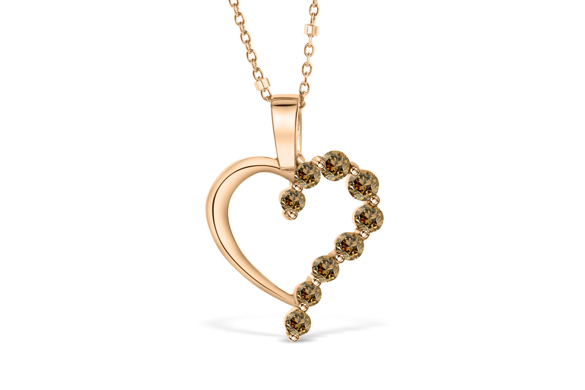 Chocolate Diamond Heart Pendant 0.31 CT TW 14K Rose Gold DPEN038 - NorthandSouthJewelry
