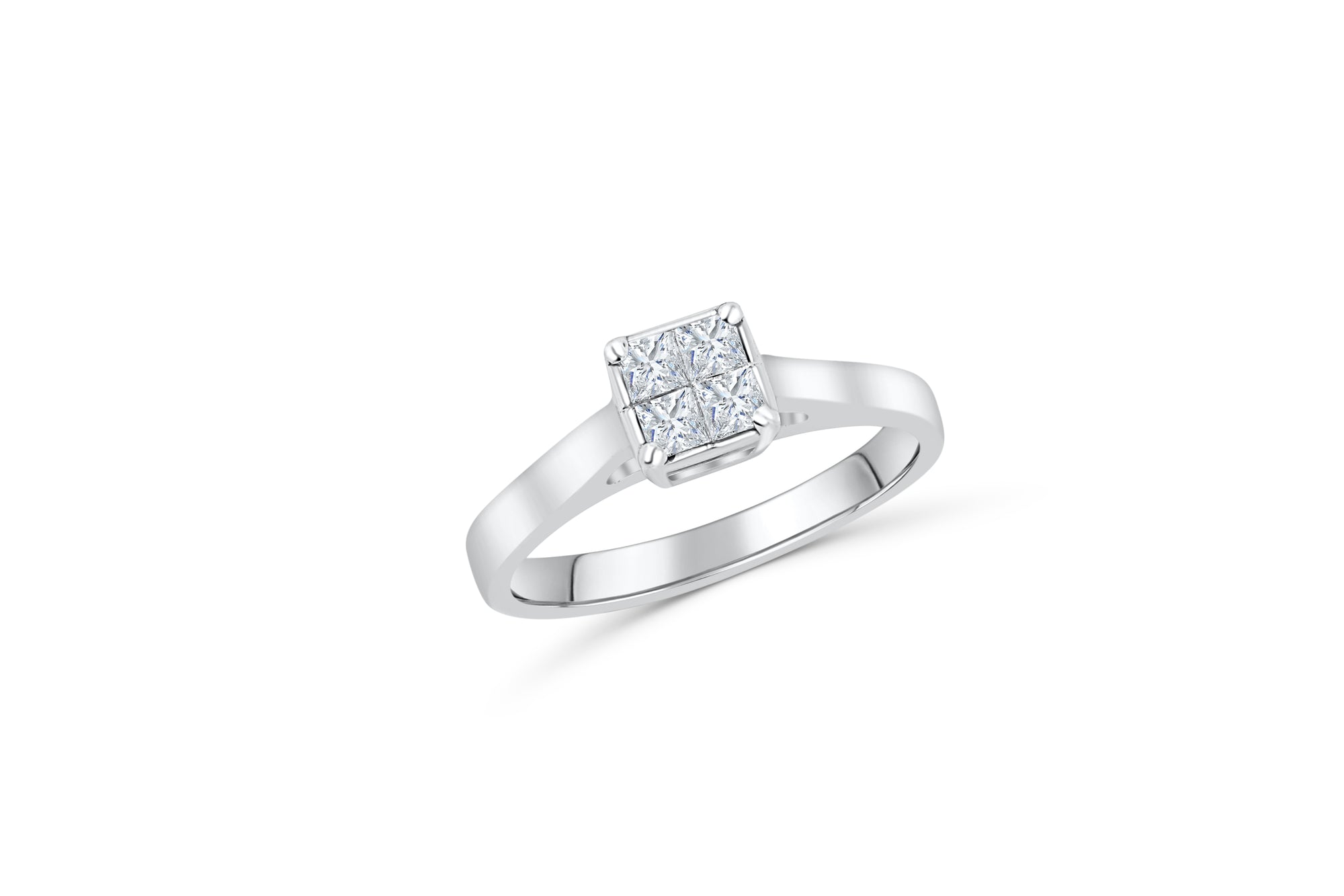 Invisible Cluster Diamond Engagement Ring 0.26 ct tw 14K White Gold DENG052 - NorthandSouthJewelry