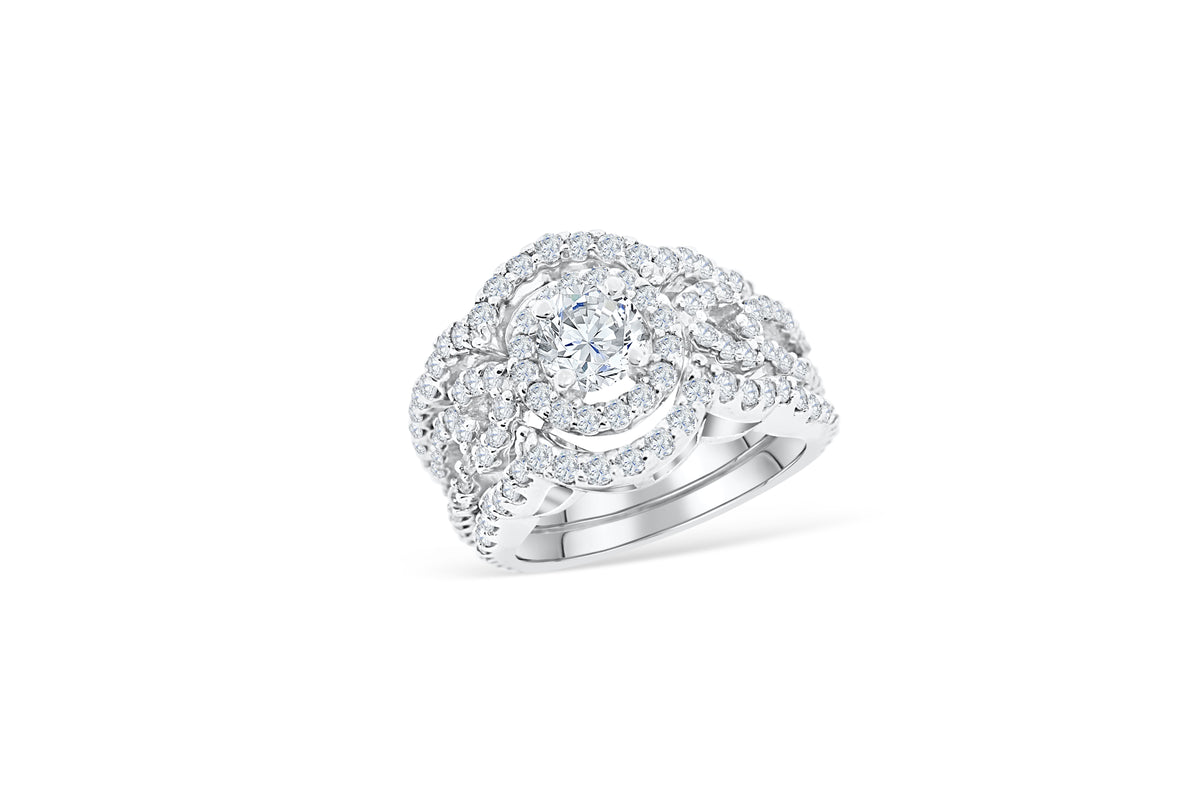 Diamond Engagement Ring Set 2.48 ct tw 14K White Gold DENG053 - NorthandSouthJewelry