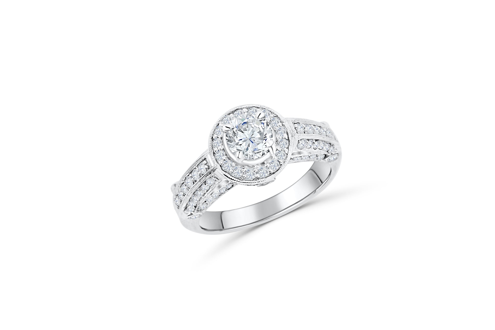 Diamond Engagement Ring 1.35 ct tw 14K White Gold DENG056 - NorthandSouthJewelry