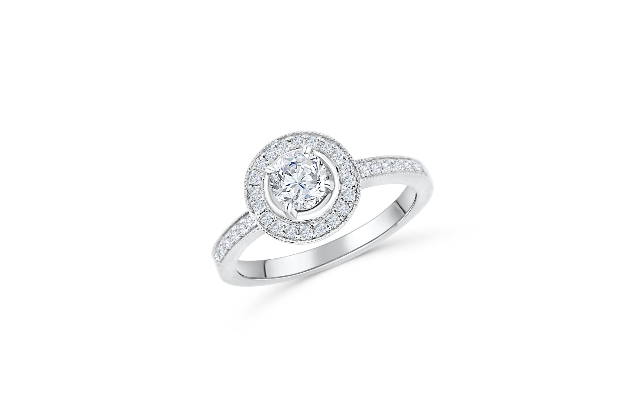 Diamond Engagement Ring 0.88 ct tw 14K White Gold DENG060 - NorthandSouthJewelry