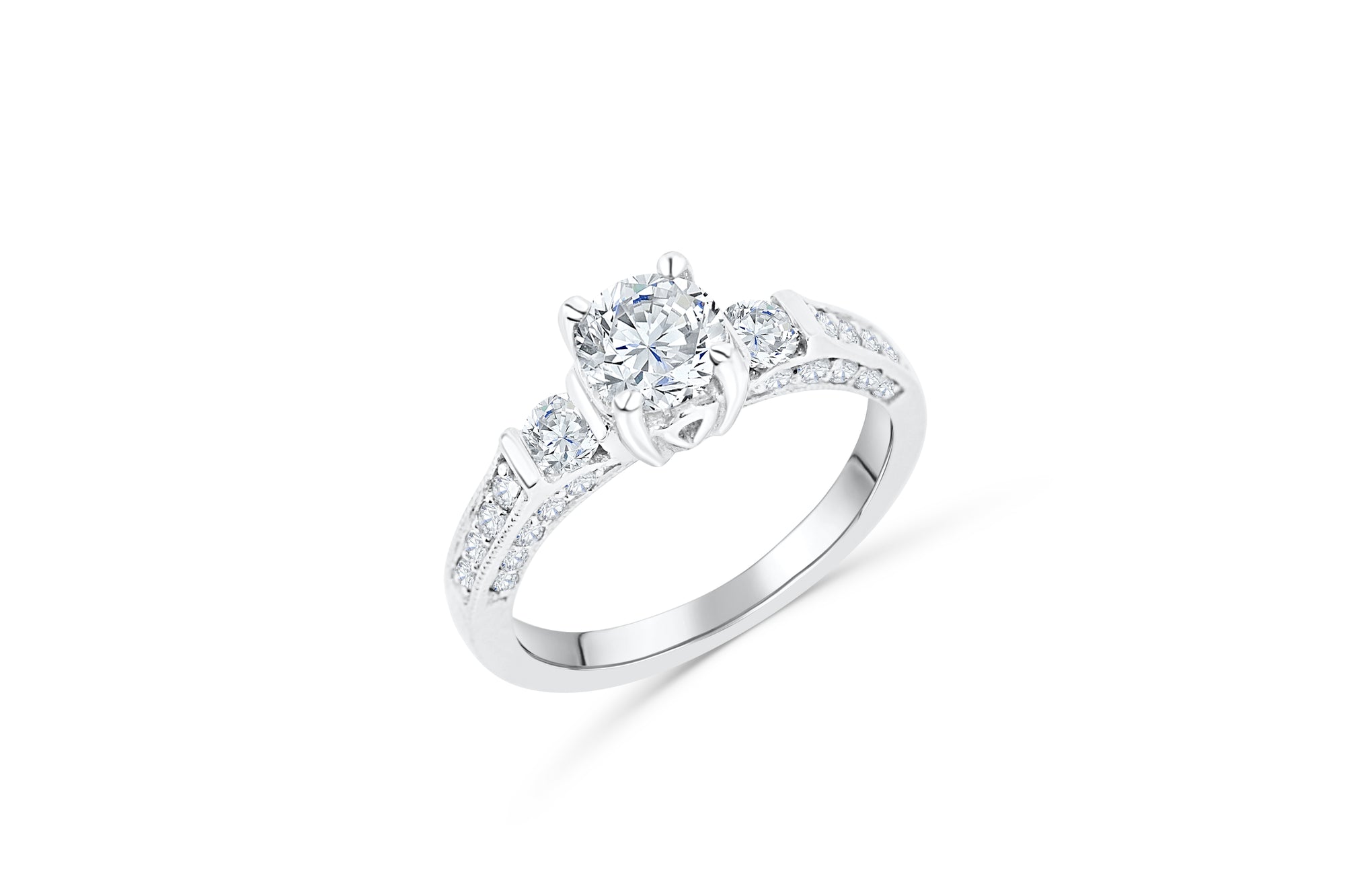 Diamond Engagement Ring 1.37 ct tw 14K White Gold DENG037 - NorthandSouthJewelry