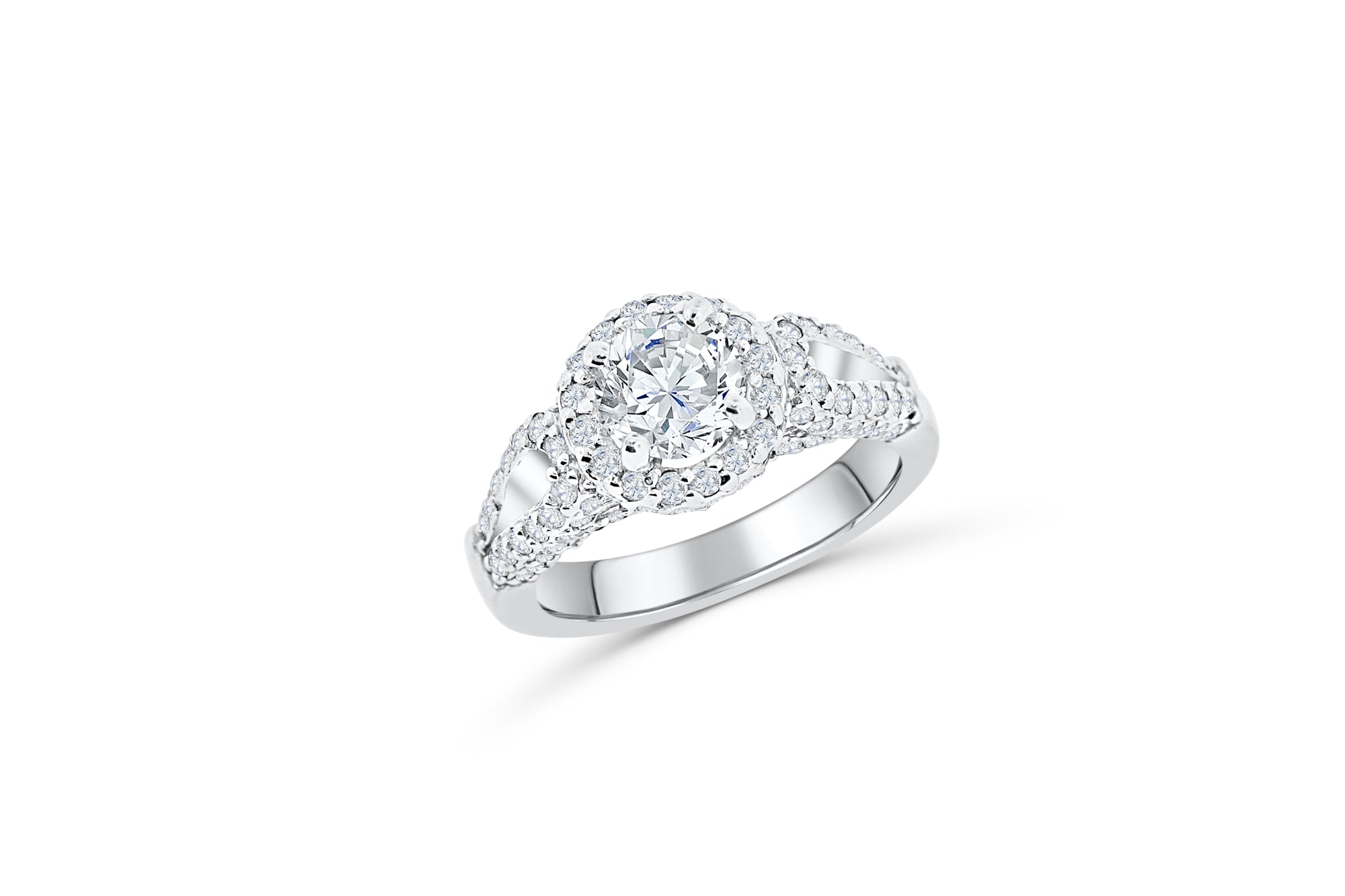 Diamond Engagement Ring 2.19 ct tw 14K White Gold DENG039 - NorthandSouthJewelry