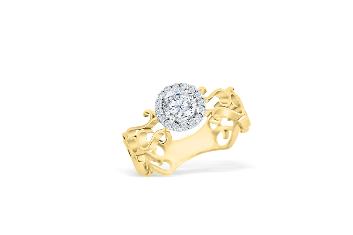 Two Toned Diamond Engagement Ring 0.76 ct tw 14K Yellow/White Gold DENG050 - NorthandSouthJewelry