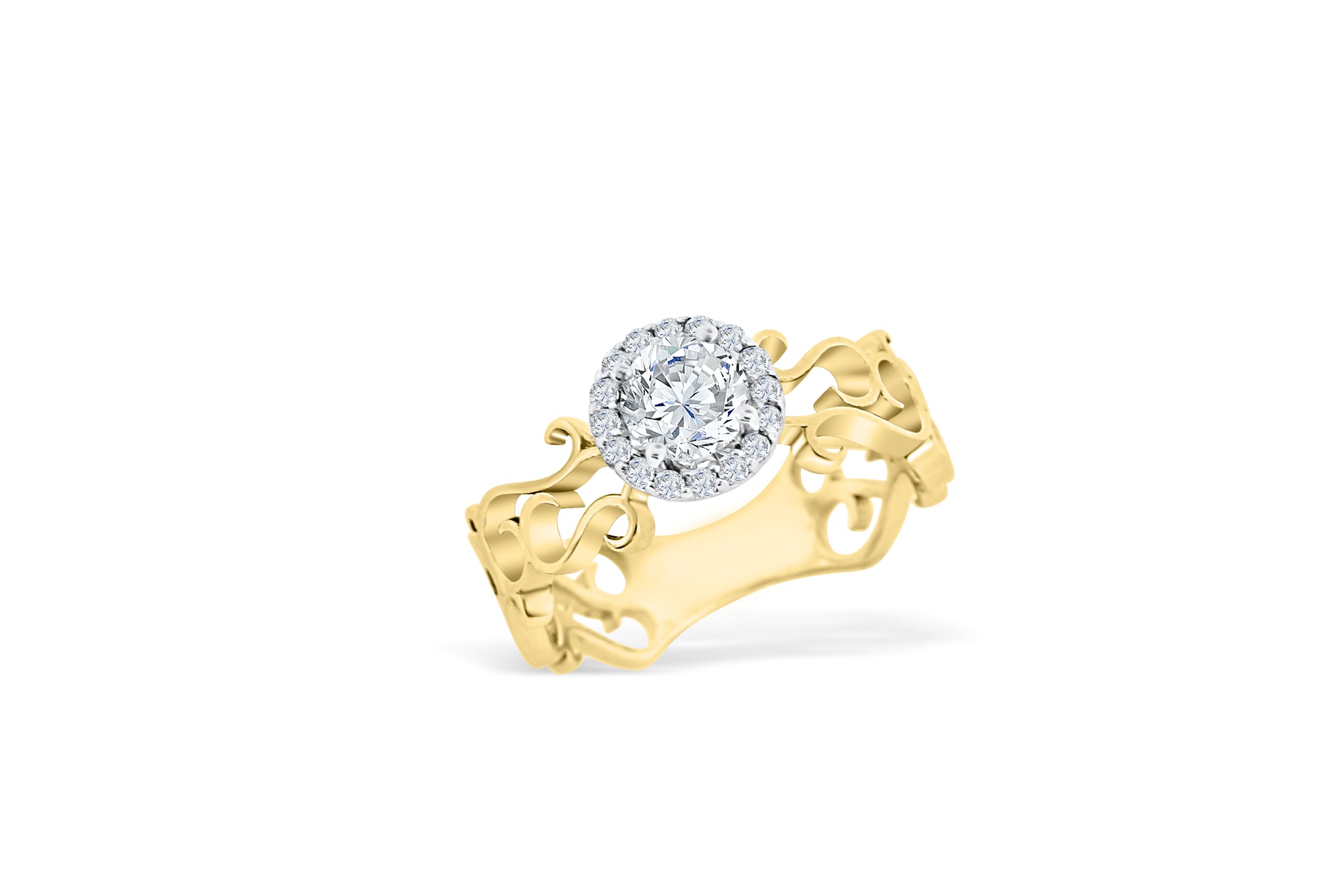 Two Toned Diamond Engagement Ring 0.76 ct tw 14K Yellow/White Gold DENG050 - NorthandSouthJewelry