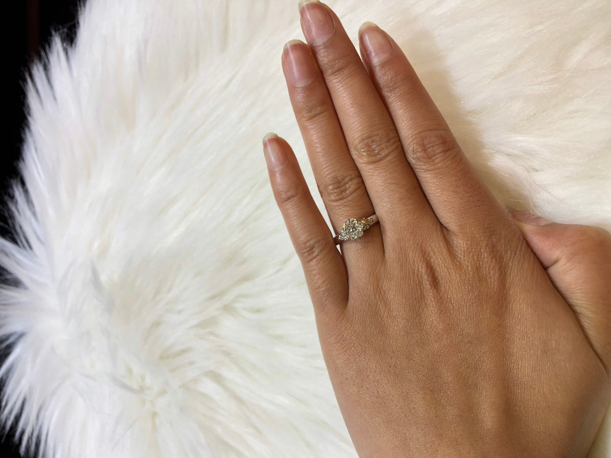 Invisible Cluster Diamond Engagement Ring 0.52 ct tw 14K White Gold DENG008 - NorthandSouthJewelry