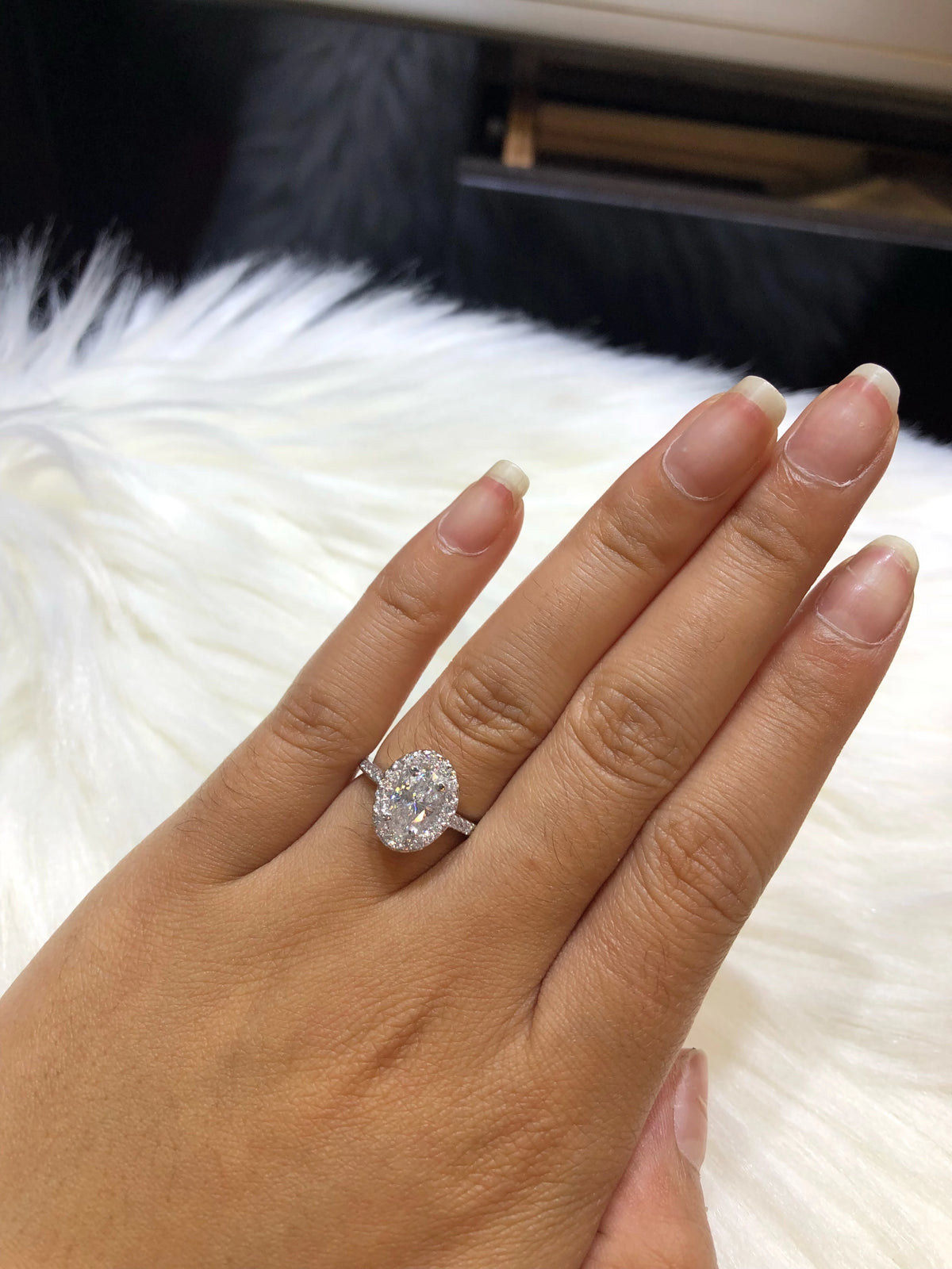 Oval Diamond Engagement Ring 2.48 ct tw 14K White Gold DENG018 - NorthandSouthJewelry