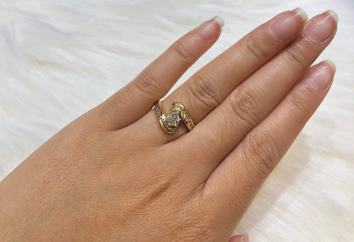 Diamond Engagement Ring 1.19 ct tw 14K Yellow Gold DENG024 - NorthandSouthJewelry