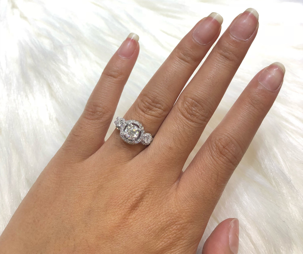 Diamond Engagement Ring Set 2.47 ct tw 14K White Gold DENG027 - NorthandSouthJewelry