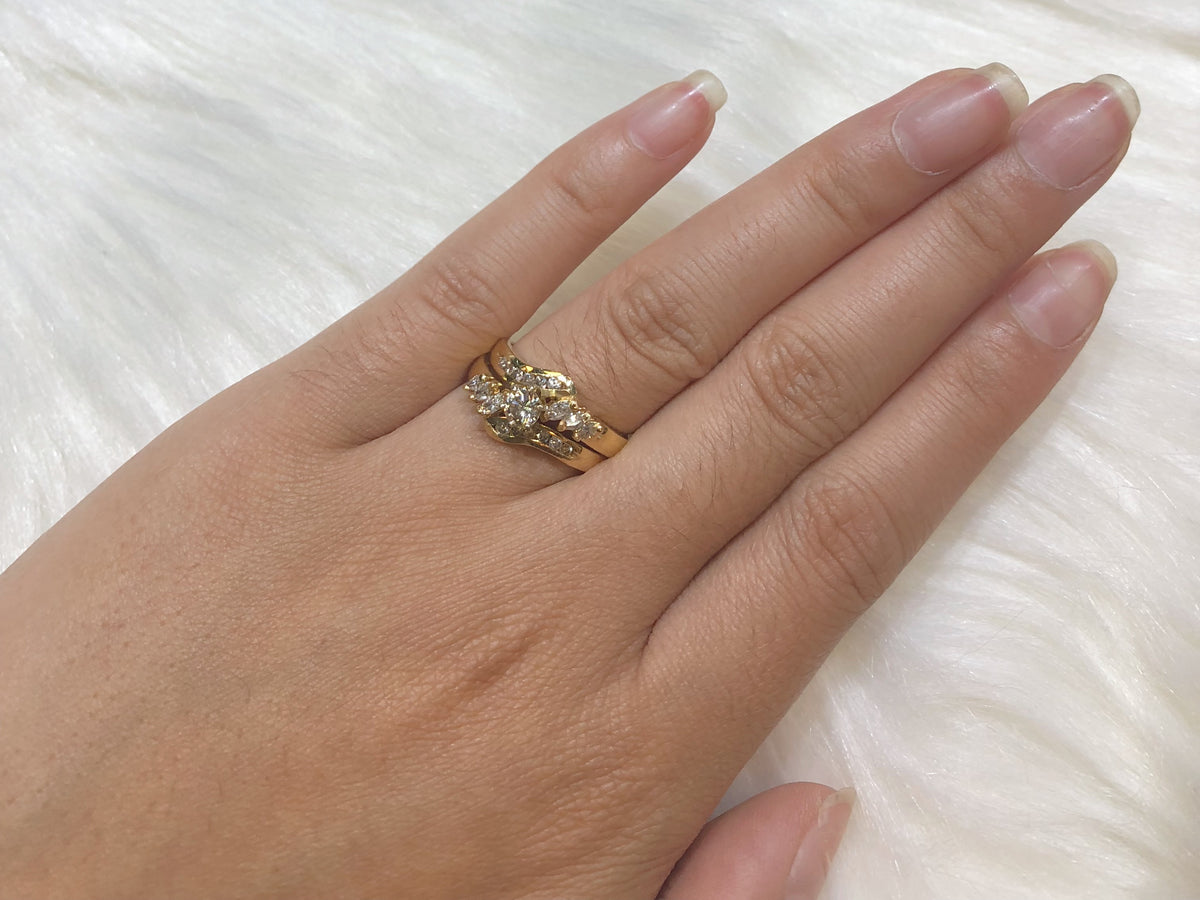 Diamond Engagement Ring Set 0.80 ct tw 14K Yellow Gold DENG029 - NorthandSouthJewelry