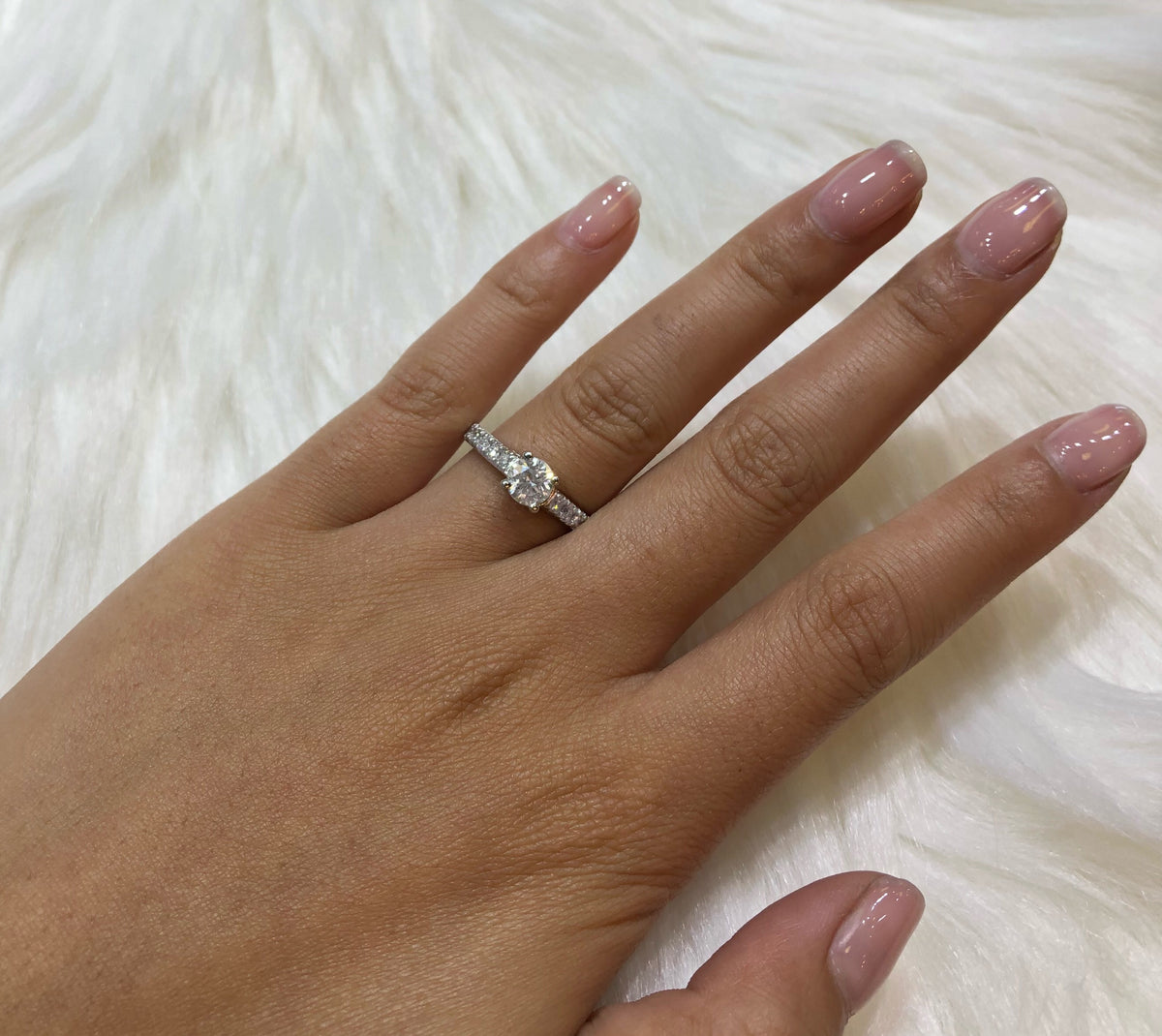 Diamond Engagement Ring 1.07 ct tw 14K White Gold DENG034 - NorthandSouthJewelry