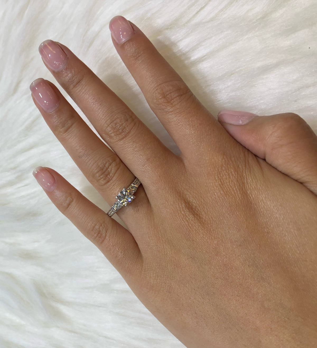 Diamond Engagement Ring 1.37 ct tw 14K White Gold DENG037 - NorthandSouthJewelry