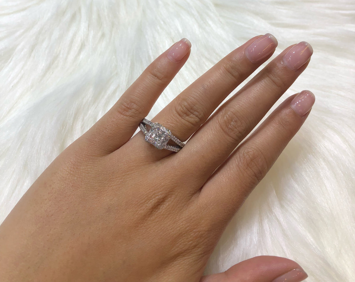 Princess Cut Diamond Engagement Ring Set 1.95 ct tw 14K White Gold DENG044 - NorthandSouthJewelry