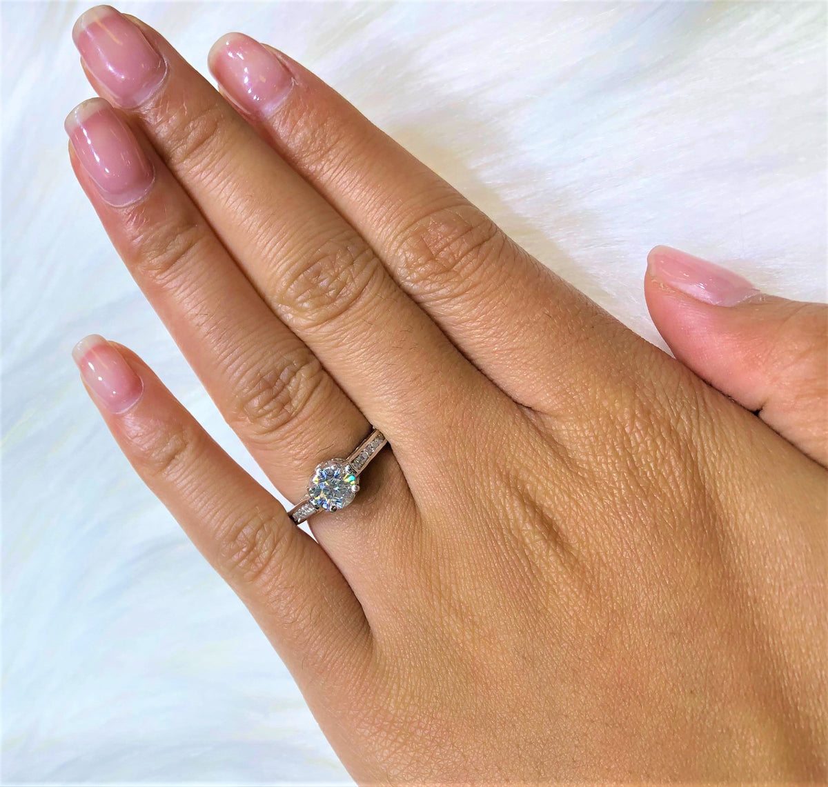 Diamond Engagement Ring Set 1.23 ct tw 14K White Gold DENG054 - NorthandSouthJewelry