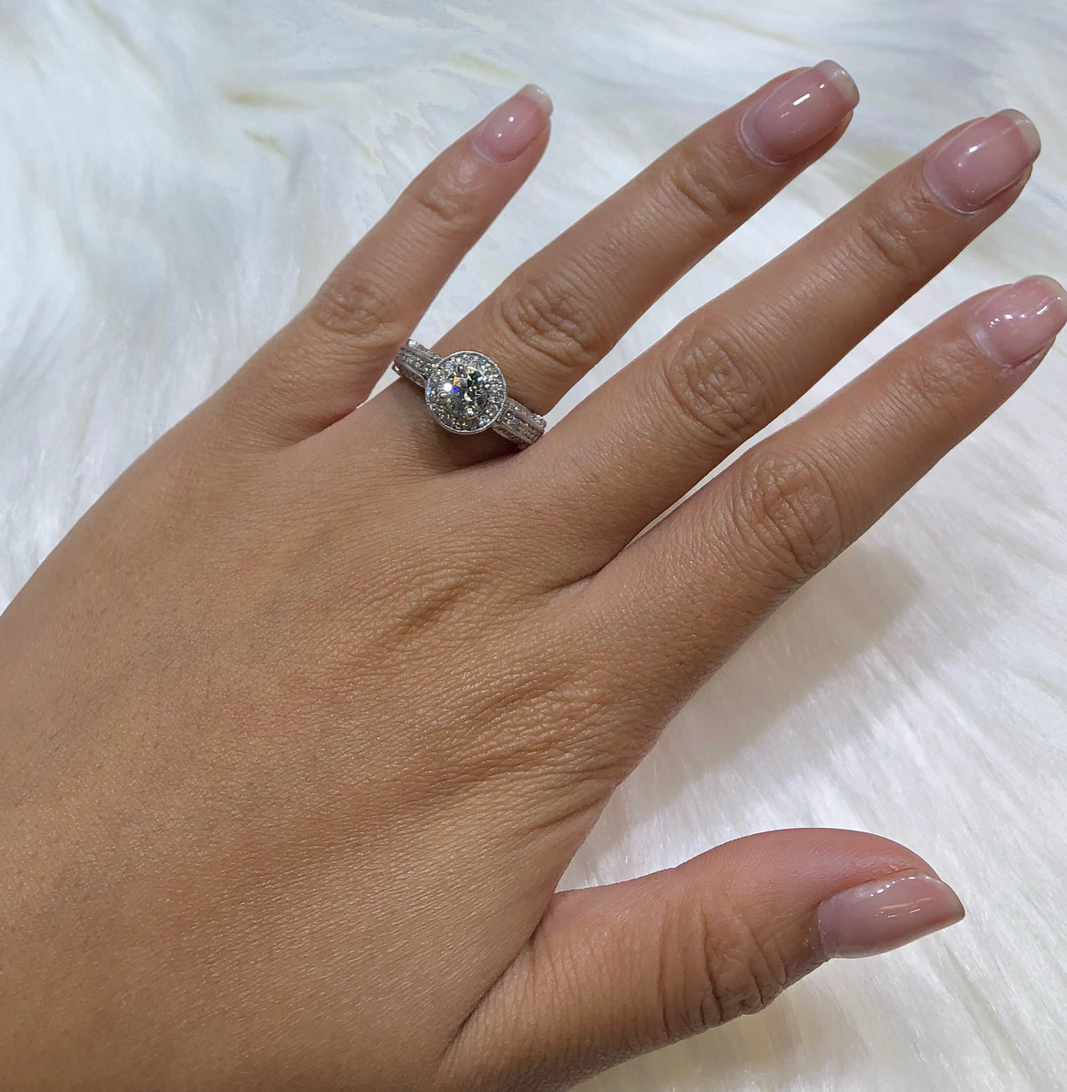 Diamond Engagement Ring 1.35 ct tw 14K White Gold DENG056 - NorthandSouthJewelry