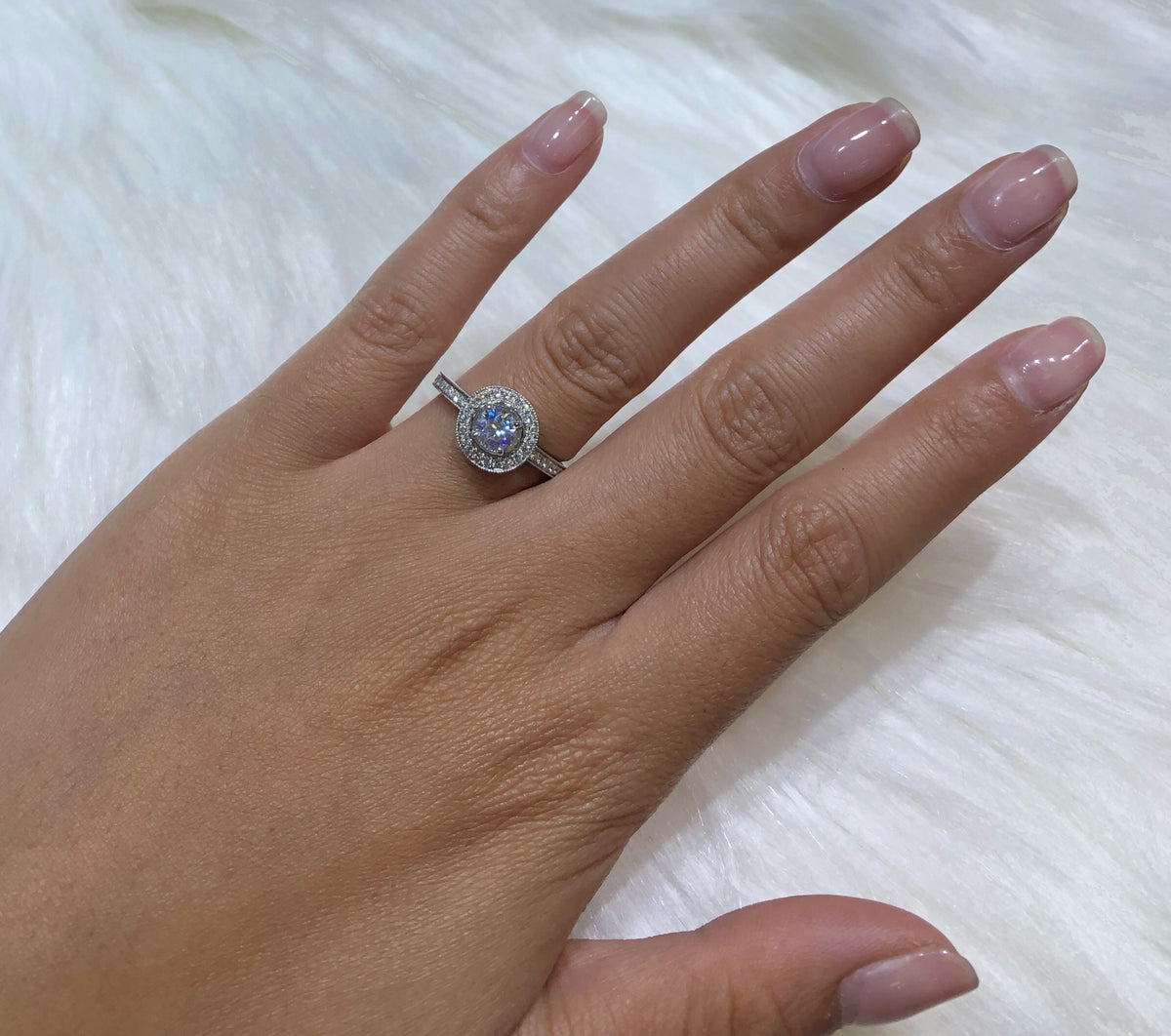 Diamond Engagement Ring 0.88 ct tw 14K White Gold DENG060 - NorthandSouthJewelry