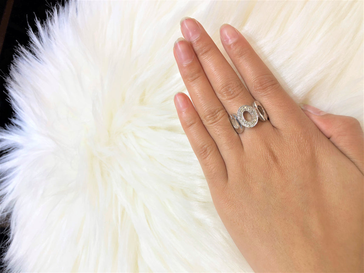 Circle Diamond Ring 0.21 ct tw Round-cut 14K White Gold DIR005 - NorthandSouthJewelry