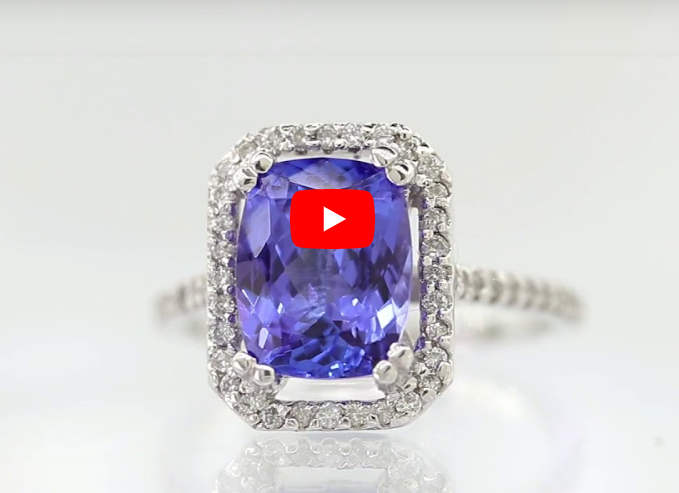 2.82 CT Emerald Cut Tanzanite Diamond Ring 0.38 CT TW 14K White Gold TZR014 - NorthandSouthJewelry