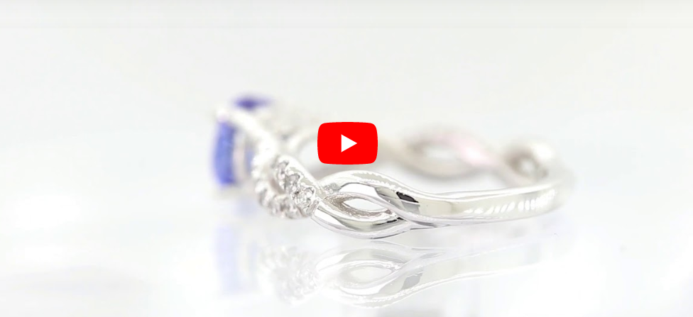 1.25 CT Tanzanite Diamond Ring 0.30 CT TW 14K White Gold TZR006 - NorthandSouthJewelry