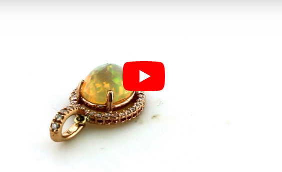 2.78 CT Opal Diamond Pendant 0.36 CT TW 14K Rose Gold OPEN003 - NorthandSouthJewelry