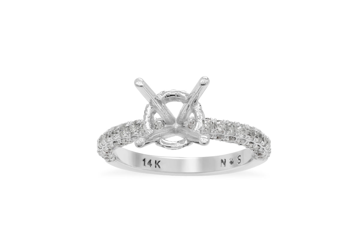 La Vie 3D Band with Under Halo Engagement Setting 0.96 ct tw 14K White Gold ESET005
