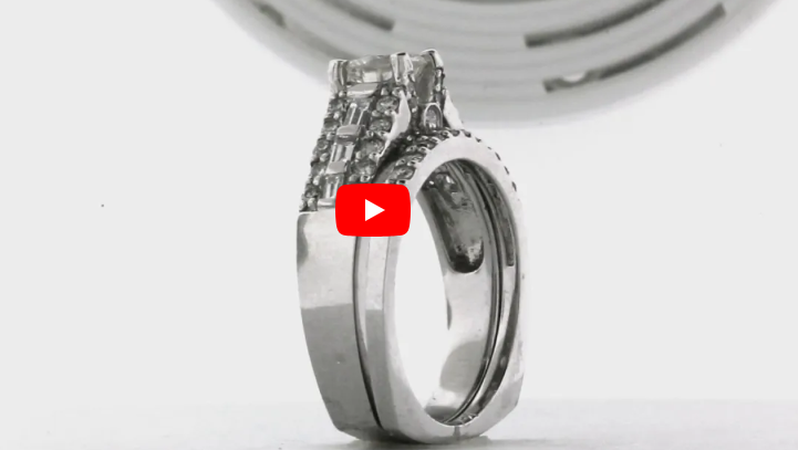 European Shank Diamond Engagement Ring Set 1.55 ct tw 14K White Gold DENG058 - NorthandSouthJewelry