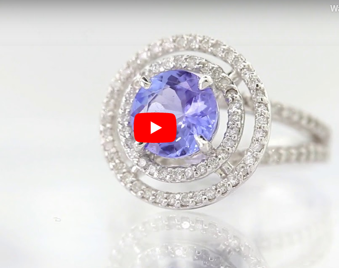1.48 CT Tanzanite Diamond Ring 0.55 CT TW 14K White Gold TZR008 - NorthandSouthJewelry
