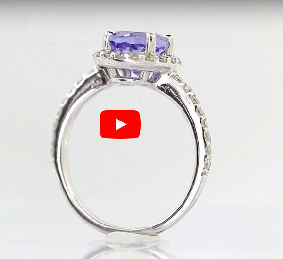 1.93 CT Tanzanite Diamond Ring 0.41 CT TW 14K White Gold TZR010 - NorthandSouthJewelry