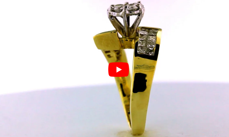 Cluster Diamond Engagement Ring 2.25 CT TW 14K Yellow Gold DENG023 - NorthandSouthJewelry