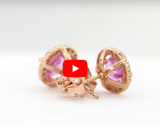 1.90 CT Pink Sapphire Earring 0.31 CT TW Diamonds 14K Rose Gold PSER003 - NorthandSouthJewelry