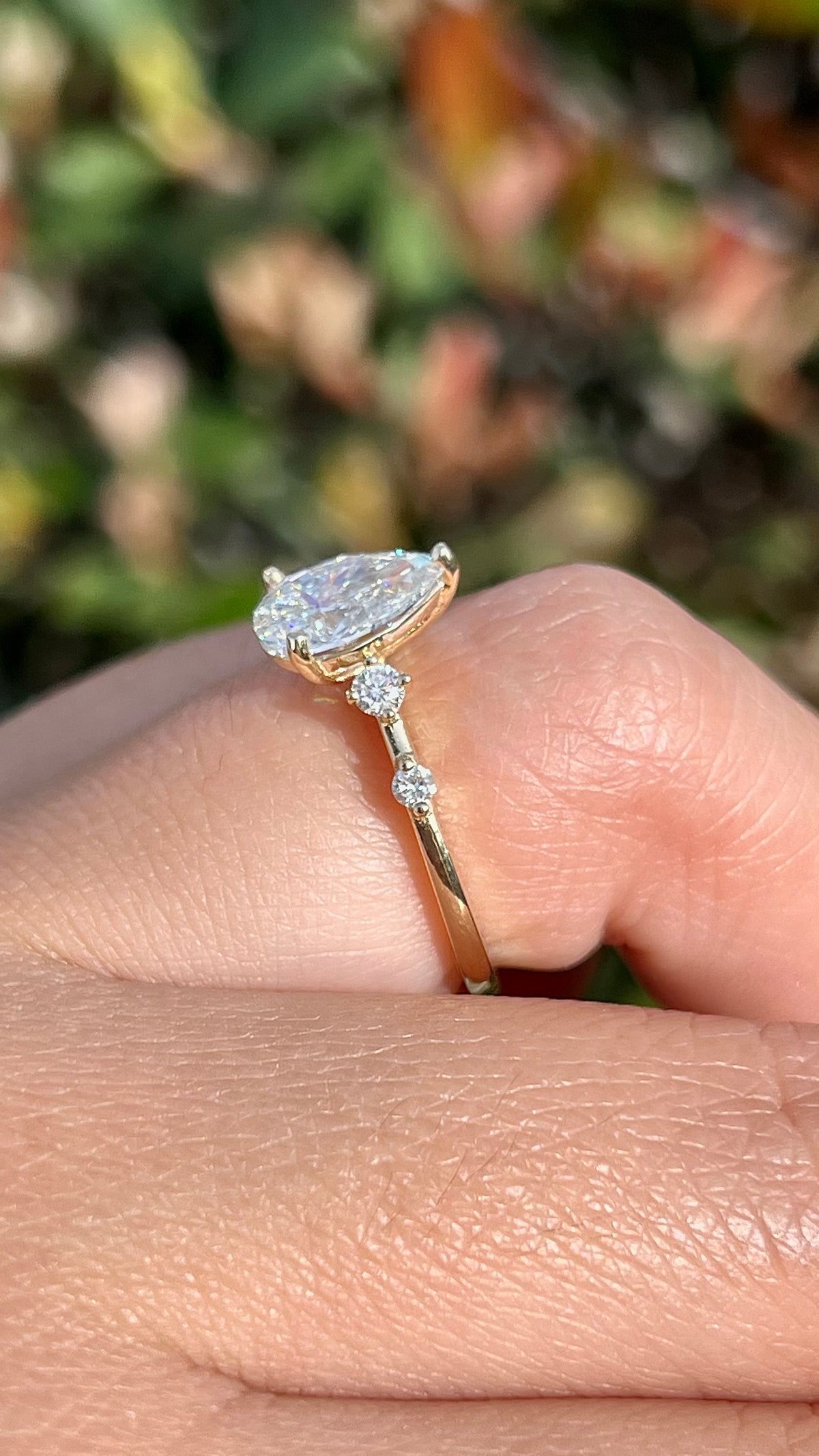 Staci 1.56ct E-VS1 Pear Cut Lab Grown Diamond Engagement Ring 14K Gold